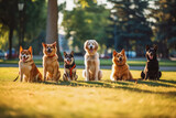 Dog training season at the park on a sunny day, outside recreation with your dog