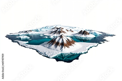 Polar north or south pole landscape miniature model mock up isolated on white background photo