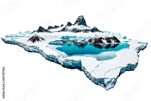 South pole antarctica continent miniature model mock up isolated on white background