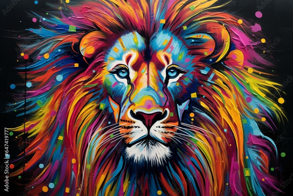 Vibrant lion bursting with liveliness and creativity. Generative AI