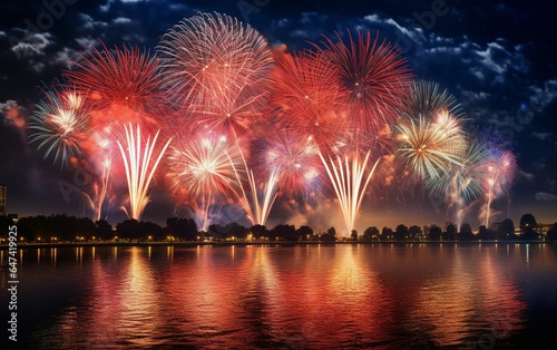 Dazzling Fireworks Display Illuminating Festive Night Sky