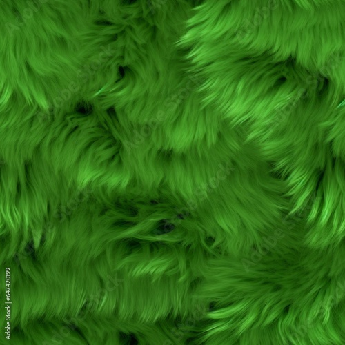 Green Fur Creative Abstract Photorealistic Texture. Screen Wallpaper. Digiral Art. Abstract Bright Surface Square Background. Ai Generated Vibrant Texture Pattern.