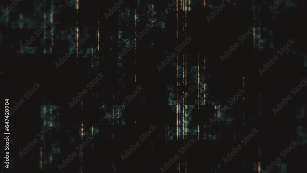Simple abstract background animation with gently moving distressed vertical golden lines and blue grunge noise texture. This dark minimalist textured motion background is full HD and a seamless loop.