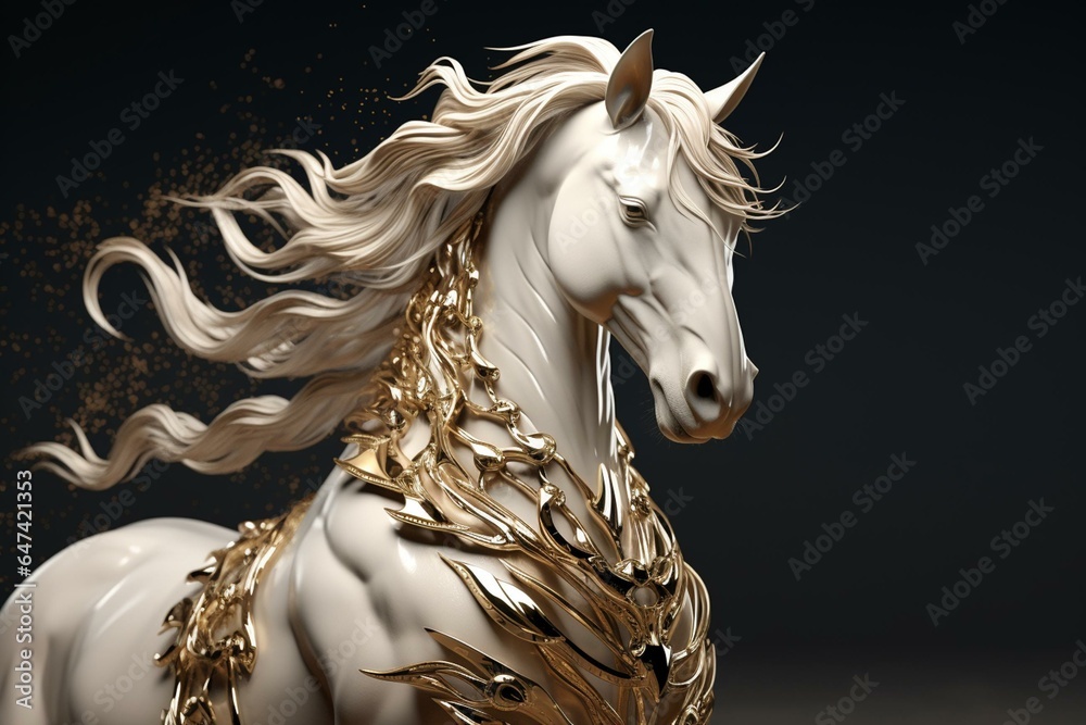 3D rendering depicting a majestic equine animal. Generative AI