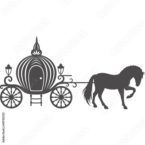 Kutsche mit Pferd mit transparentem Hintergrund 
