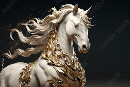 3D rendering depicting a majestic equine animal. Generative AI