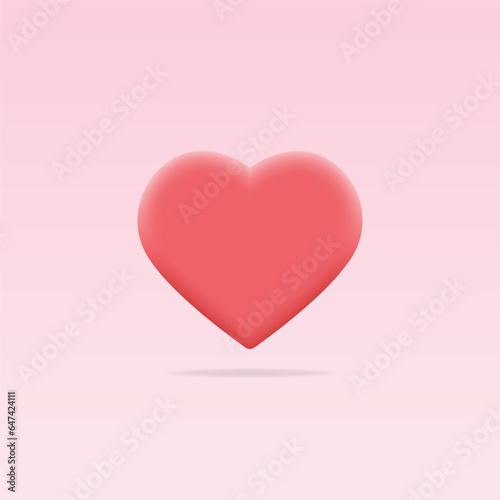 Red heart icon. 3d button of love symbol. Heart shaped sign template for Valentine's day, Mother's day decoration, greeting card, invitation, poster, flyer, banner design. Isolated vector illustration