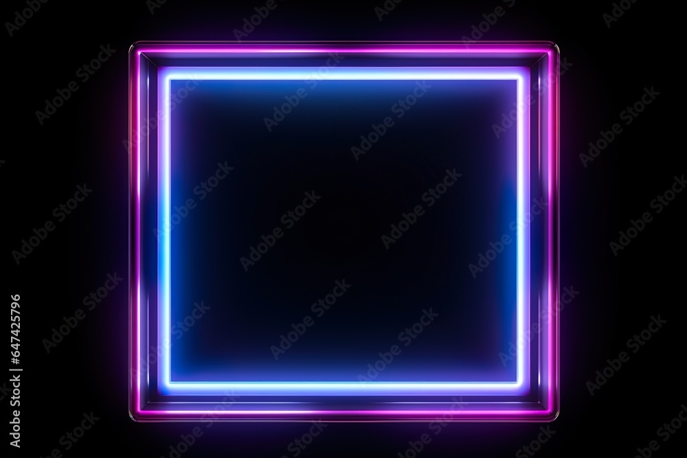 picture frame with two tone neon color motion graphic on isolated black ...
