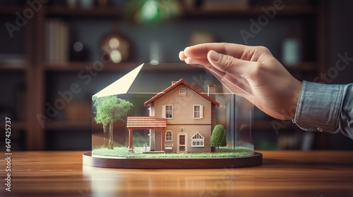 Photo of a person holding a model house