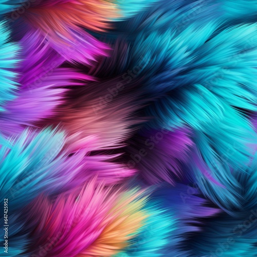 Holo Fur Creative Abstract Photorealistic Texture. Screen Wallpaper. Digiral Art. Abstract Bright Surface Square Background. Ai Generated Vibrant Texture Pattern.