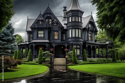Ornate Beautiful victorian cute mansion. Generate Ai