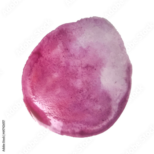 red-pink watercolor organic circle isolated in white vector textured element