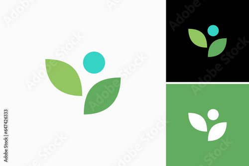 human with leaf logo vector photo