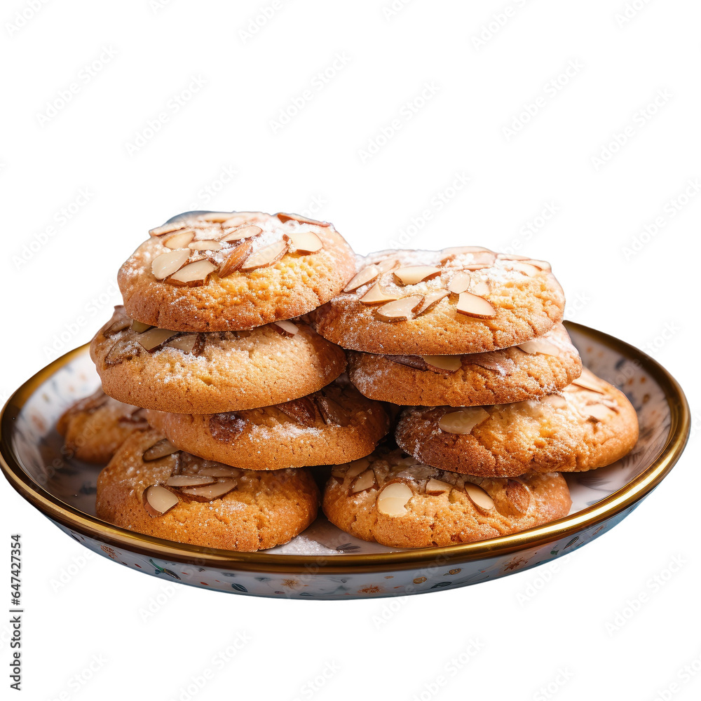 Almond French cookies on a transparent background Almond French cookies on a transparent background
