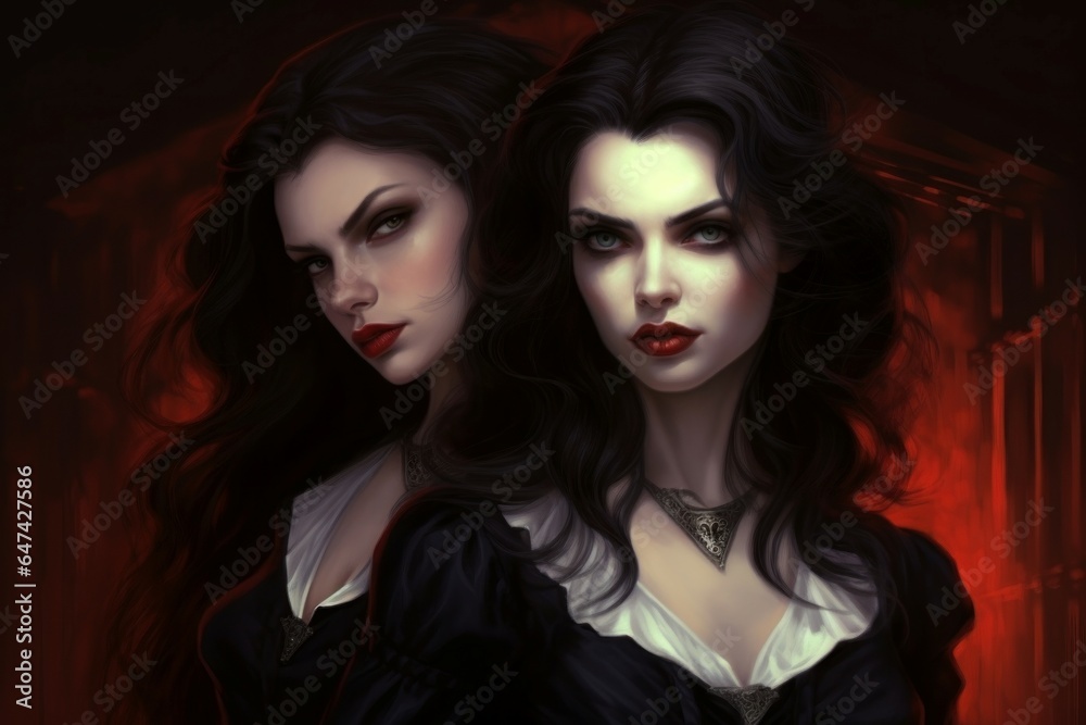 Enchanting Beautiful vampire woman. Generate Ai