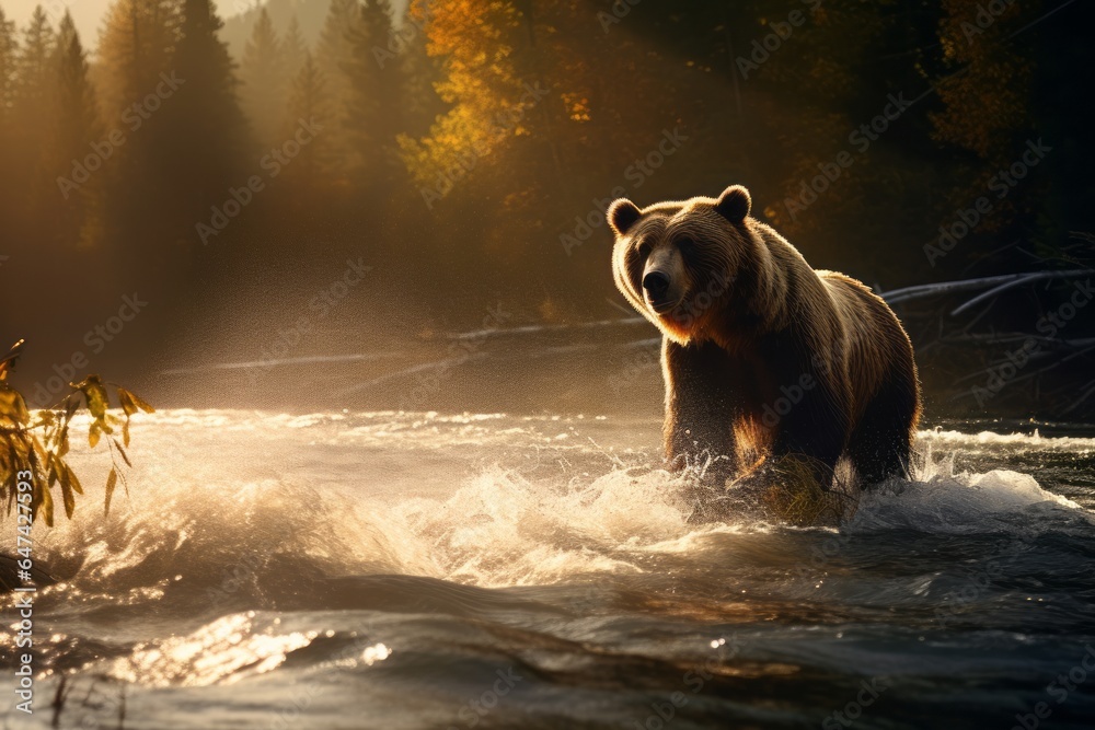 Naklejka premium Captivating Bear in the Wild - AI Generated