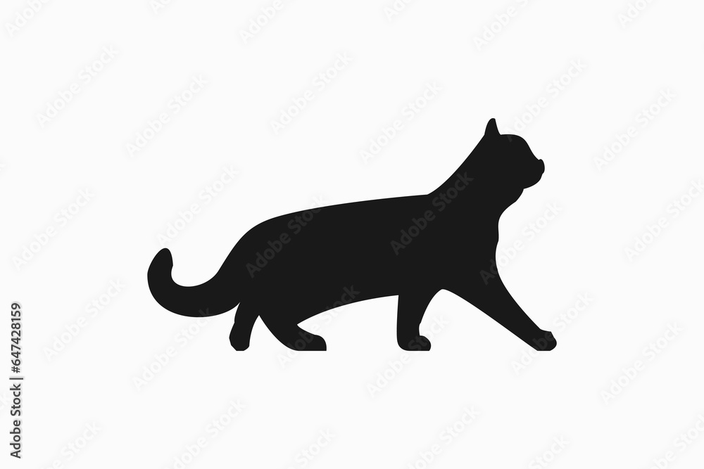 Side view cat animal face design vector silhouette