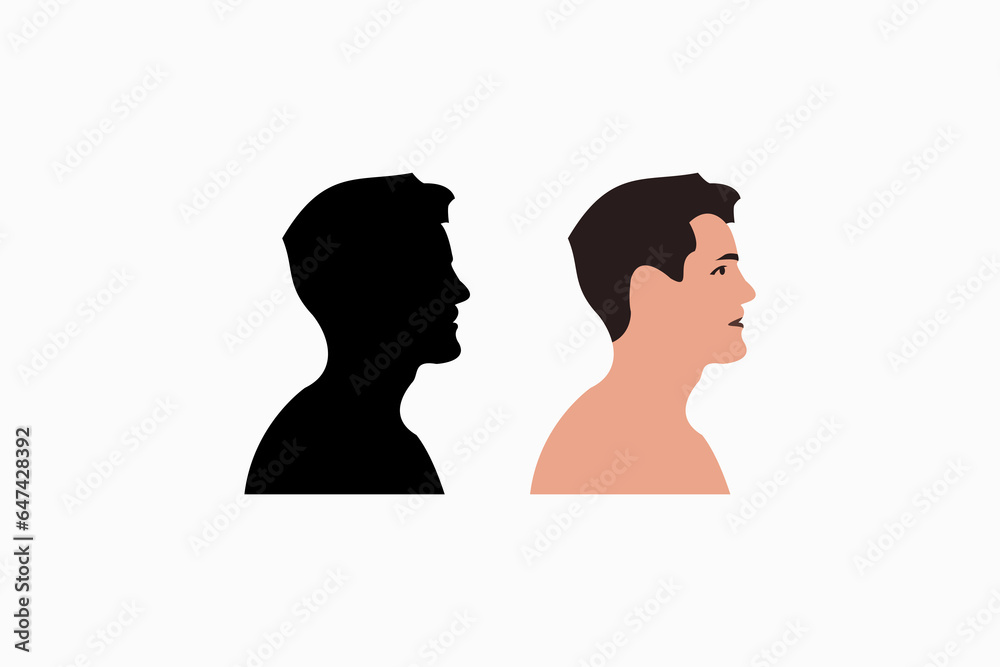 Side view man face design vector silhouette