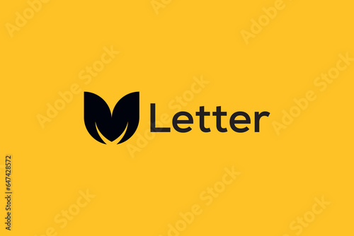 Leaf and M icon logo vector template design