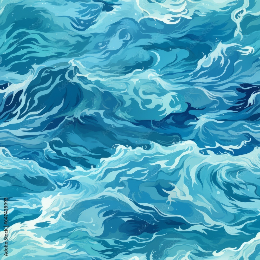 Fototapeta premium Ocean Water Creative Abstract Photorealistic Texture. Screen Wallpaper. Digiral Art. Abstract Bright Surface Square Background. Ai Generated Vibrant Texture Pattern.