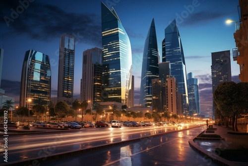 Financial district in Riyadh  Saudi Arabia. Generative AI