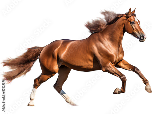 Transparent Scene: Thoroughbred Horse's Playful Canter