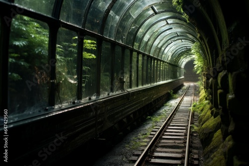 Glass railway tunnel. Generate Ai