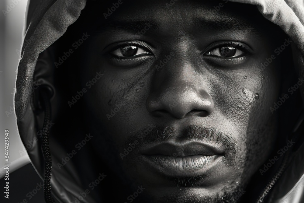 Dramatic black and white portrait of an African American man Dramatic black and white portrait of an African American man