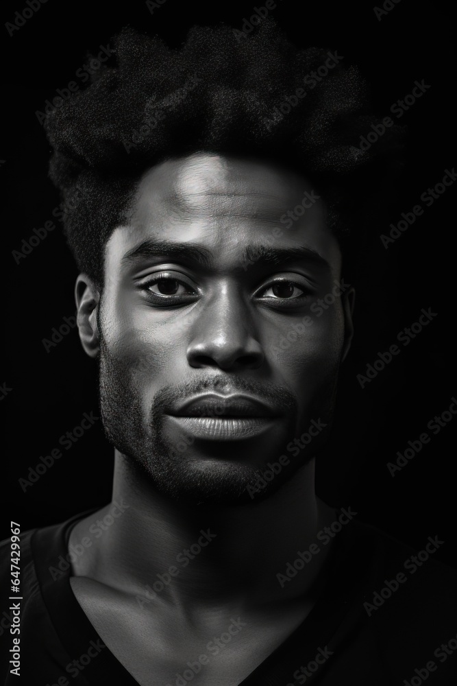 Dramatic black and white portrait of an African American man