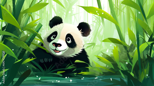 panda in bamboo grove made with generative AI