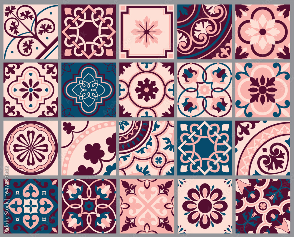 Patterns of ceramics and Italian porcelain. Seamless geometric tiles and floors. vector illustration