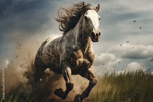 Capturing Freedom  Horse Running in Open Field - AI Generated