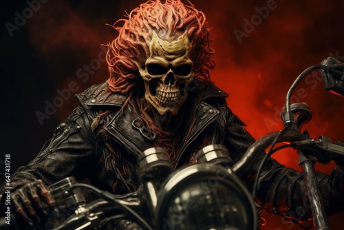 Intimidating Biker demon skeleton. Generate Ai