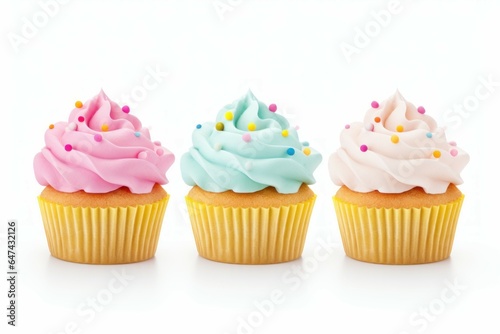 Colorful Birthday cupcakes. Generate Ai