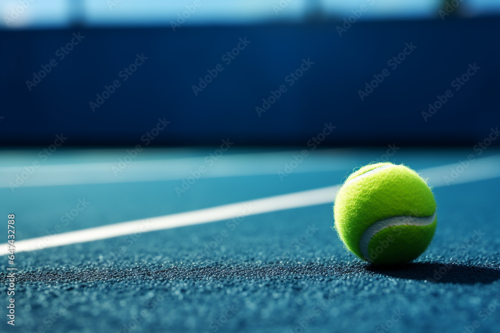 Paddle or tennis ball on blue turf image