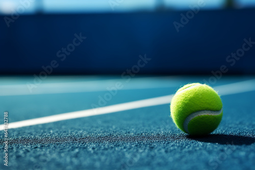 Paddle or tennis ball on blue turf image