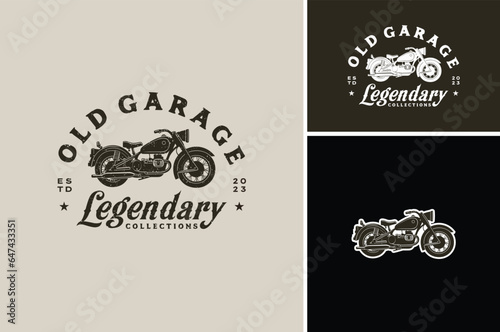 Vintage Germany Word War Motorcycle Bike or Classic Wehrmacht Military Vehicle for Cafe Racer, Retro Garage or Biker Club Shop logo design