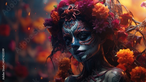 Dia de muertos, traditional Mexican holiday honoring the memory of deceased relatives and friends. it is believed that souls of deceased temporarily return to earth to commune with their loved ones. © Ирина Батюк