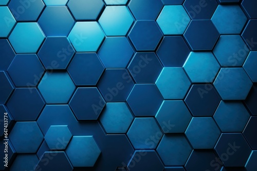 Geometric Blue hexagon. Generate Ai