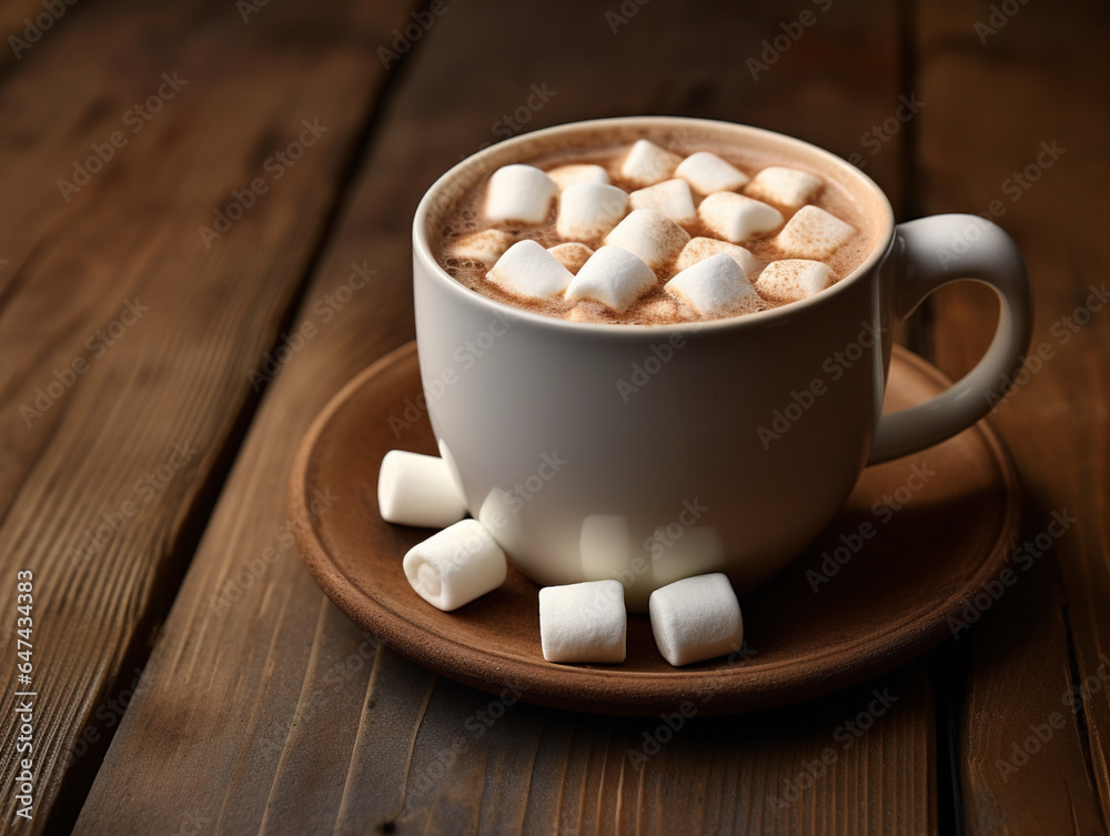 Cup of hot chocolate drink with marshmallows Cup of hot chocolate drink with marshmallows