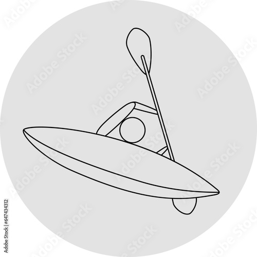 Canoe slalom competition icon. Sport sign. Line art.