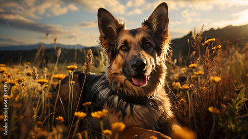 german shepherd dog on a meadow