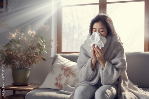 The ill person feels sick  has a cold  a virus. fever  runny nose  sore throat. bacterial ailment. Acute respiratory infection headache coughing  sneezing nasal congestion  runny nose  lacrimation.