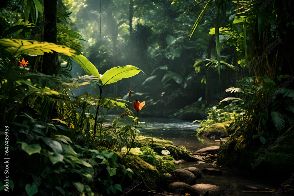 A Gentle Stream Trickles Through the Remote Amazon a rainforest