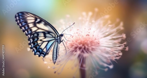  Dragontail Butterfly on single pastel flowerб close up