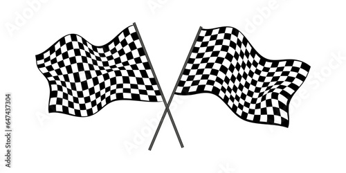 Black and White Car Racing Flags Crossed Checkered Flags