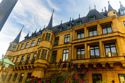 Facade of Grand Ducal Palace of Luxembourg city during summer day. photo
