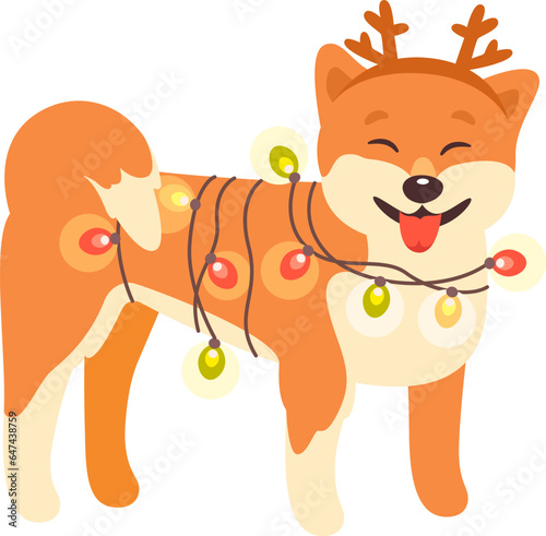 Christmas Dog With Garland