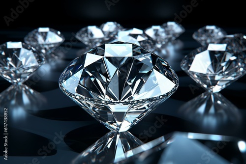 3D render of diamonds reflecting. Generative AI