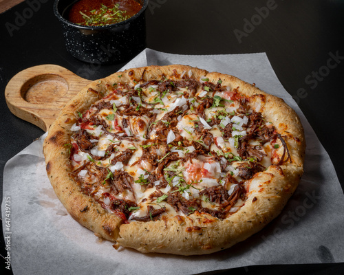 mexican style birria pizza